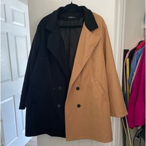 Split color pea coat